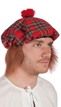 BERET ECOSSAIS AVEC CHEVEUX