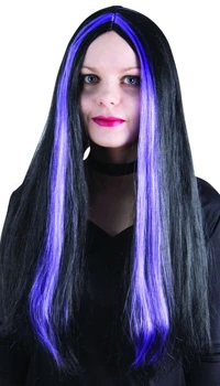 PERRUQUE NOIRE ET VIOLETTE