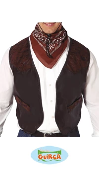 GILET COW BOY MARRON