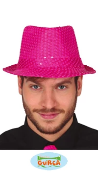 CHAPEAU BORSALINO SEQUINS FLUO ROSE