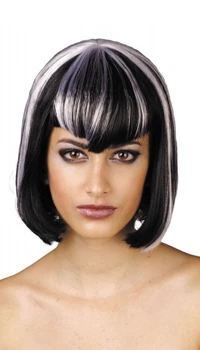 PERRUQUE NOIRE ET BLANCHE AU CARRE