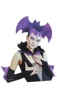 SET CHAUVE-SOURIS NOIR/MAUVE A PAILLETTES