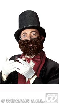 BARBE FRISEE CHATAIN FONCE AVEC MOUSTACHE