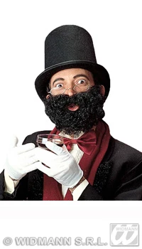 BARBE FRISEE NOIRE AVEC MOUSTACHE