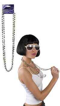 COLLIER BOULES DISCO ARGENT, LOT DE 2