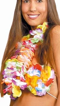 COLLIER HAWAIEN LUXE TISSU FLUO